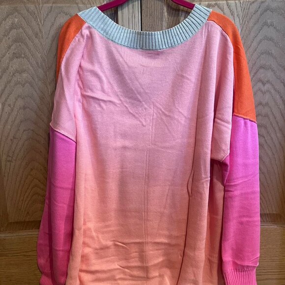 LIKE NEW Belle By Kim Gravel Pop of Color Color Block Sweater — Firecracker 🧨 - Picture 2 of 3